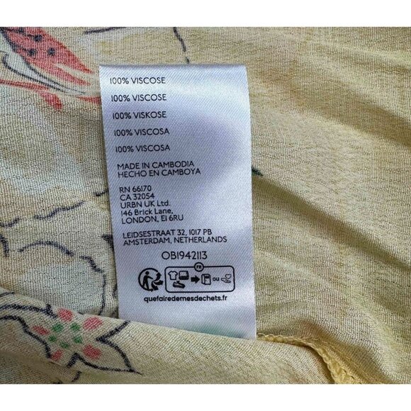 Urban Outfitters Women's Tropical Sleeveless Dress Viscose Yellow Size Medium - Picture 11 of 12